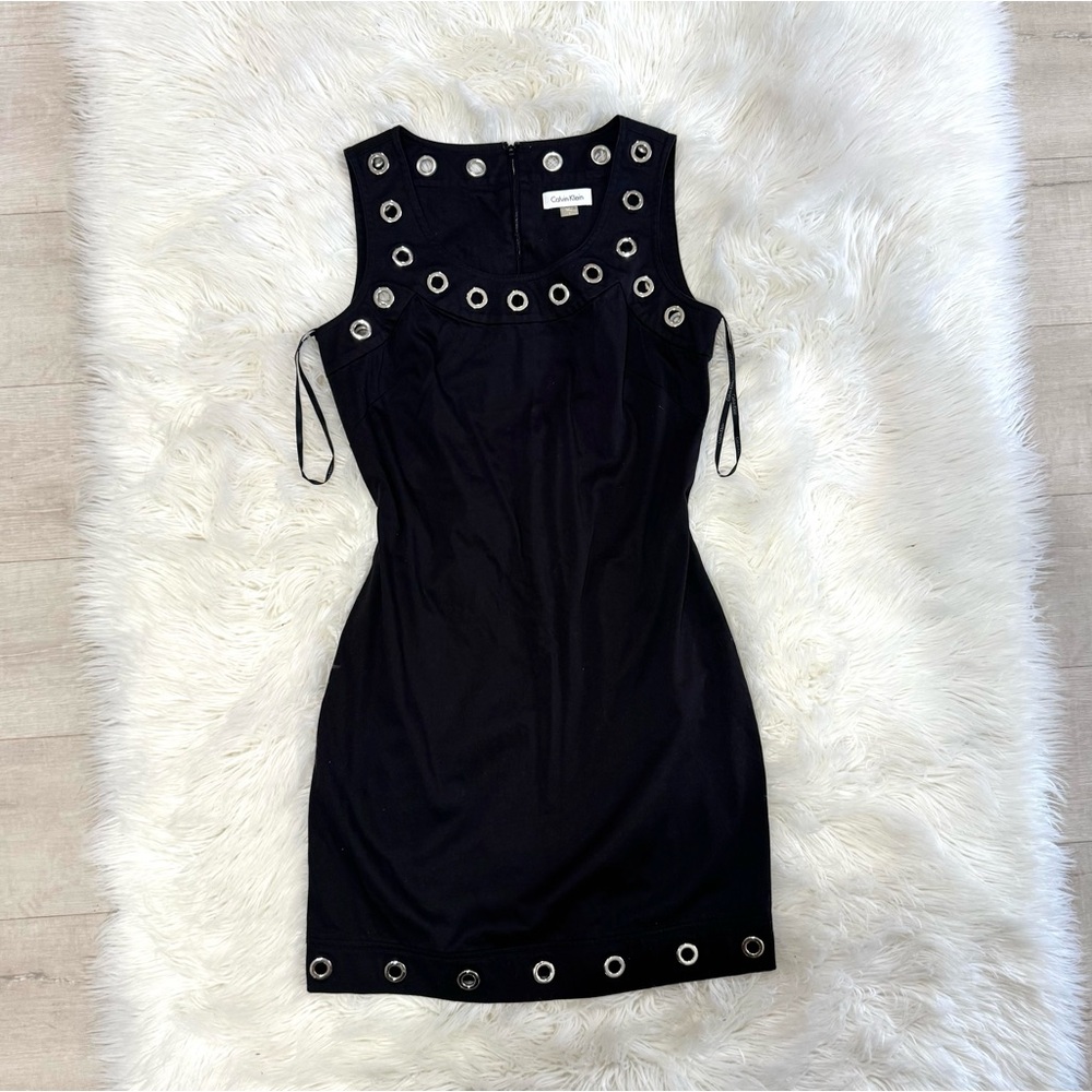 Calvin Klein Black Mini Dress with Silver Eyelets